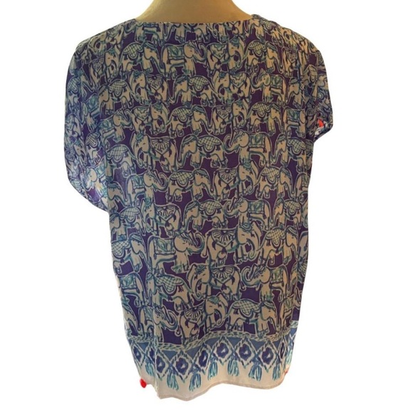 Lilly Pulitzer Sydney Caftan Top - Uptown Trunk Elephant Print - Size S/M - Picture 2 of 7